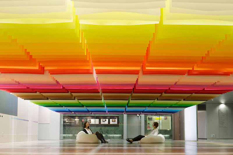 Illustration for article titled A Giant Paper Installation That Looks Like Sitting Inside a Rainbow